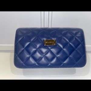 St John Knits Blue Quilted Leather Cross Body Bag - Pre Owned MSRP $650